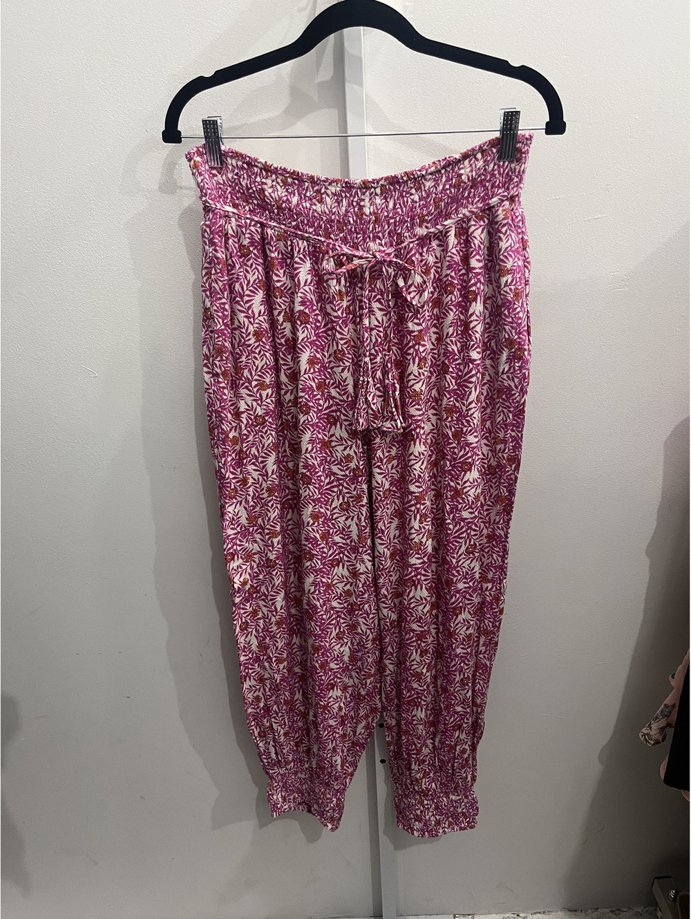 Anthropologie Pink Floral Print Harem Pants